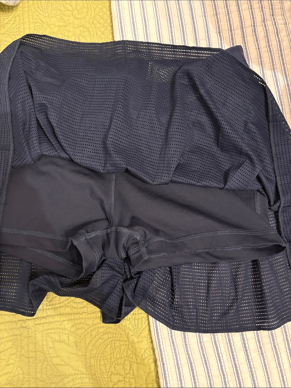 Nike Navy Blue Mesh Skater Skirt with White Swoosh - Picture 3 of 3